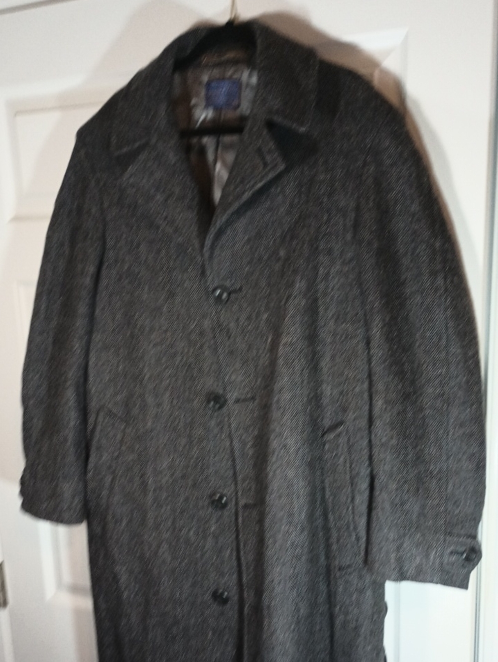 Pendleton Charcoal Herringbone Wool Trench Coat